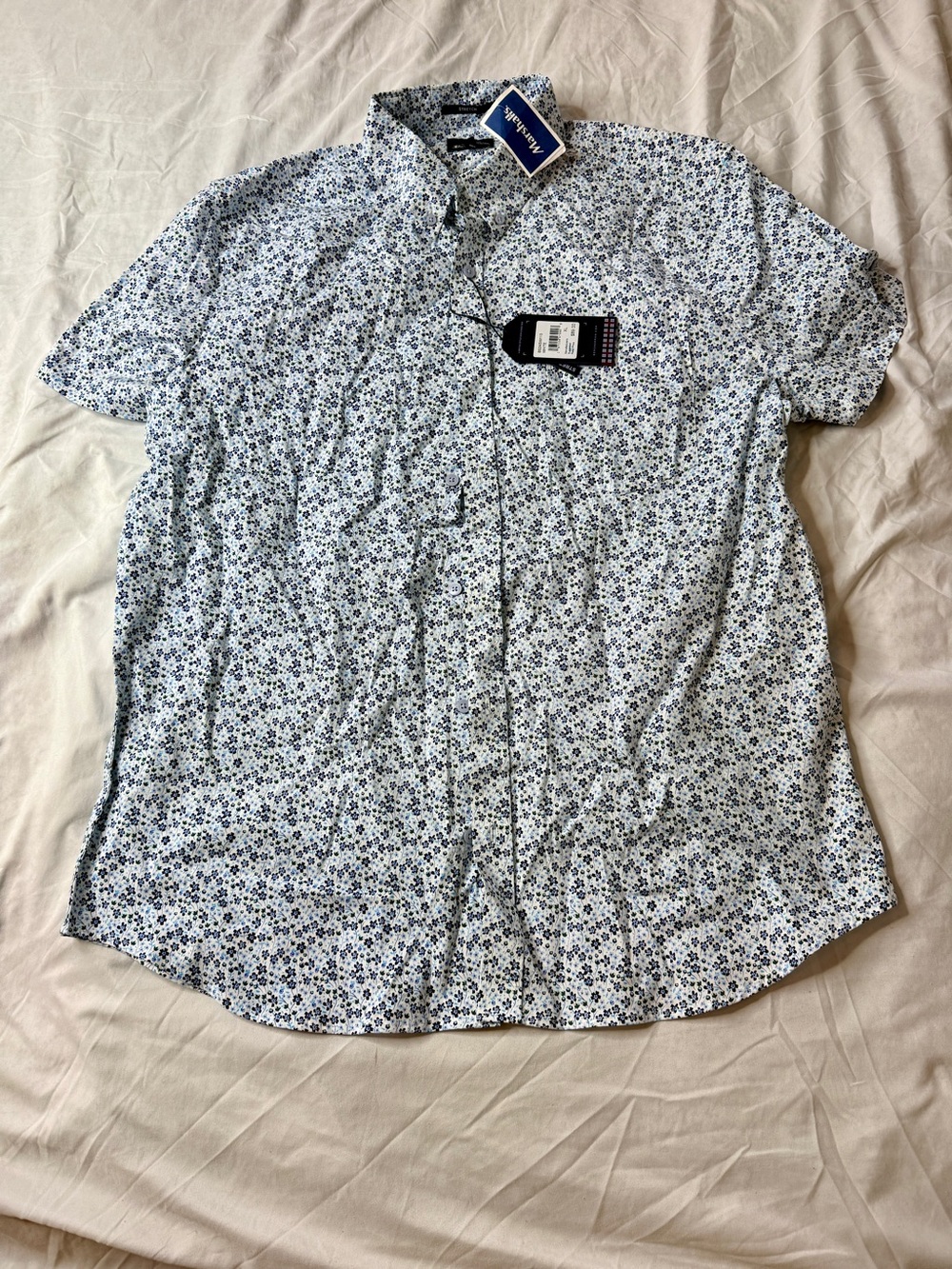 Ben Sherman Original Men’s XL Floral Short Sleeve Button Up Shirt Stretch Blue W